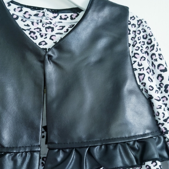 NWT Baby Glam Baby Girl Outfit Cat Print Dress and Vest 2-Piece Set - Picture 3 of 16